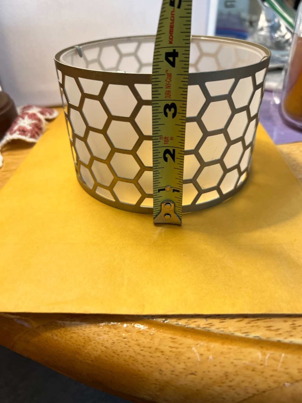 Yankee Candle Gray Honeycomb Metal Candle Shade, for 3” diameter open - Picture 9 of 11